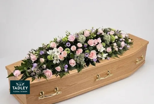Country Pink & White Coffin Spray 6'