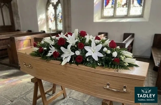 Lily & Red Rose Coffin Spray